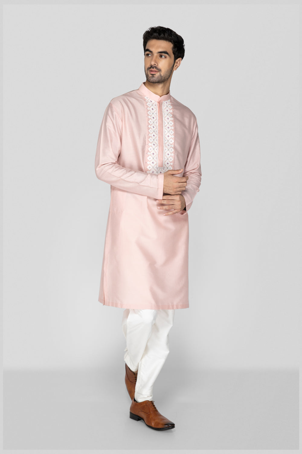 Peach Applique Kurta Set