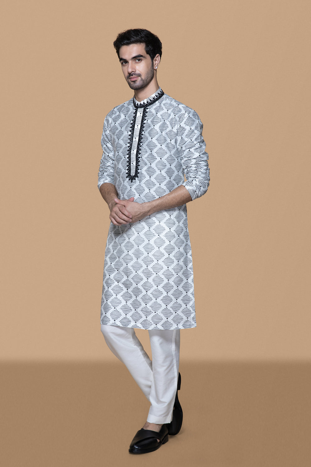 Ivory Hand Block Printed Kurta Set