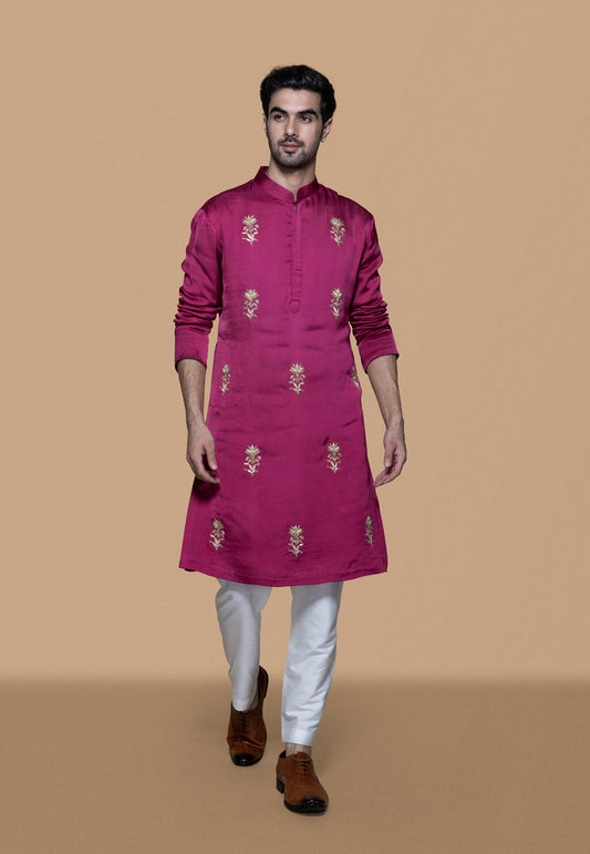 Magenta Lotus Kurta Set