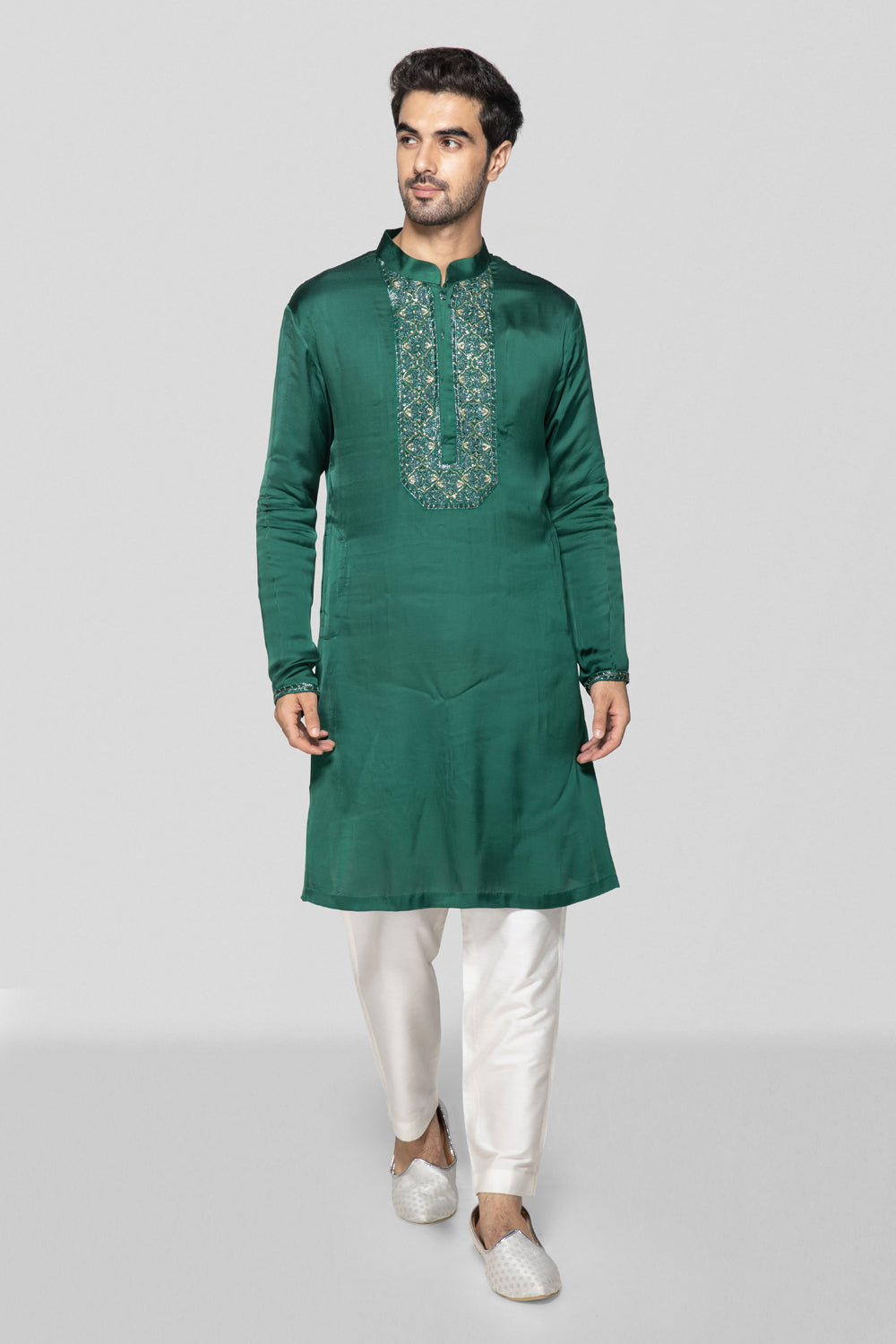 Green Embroidered Kurta Set