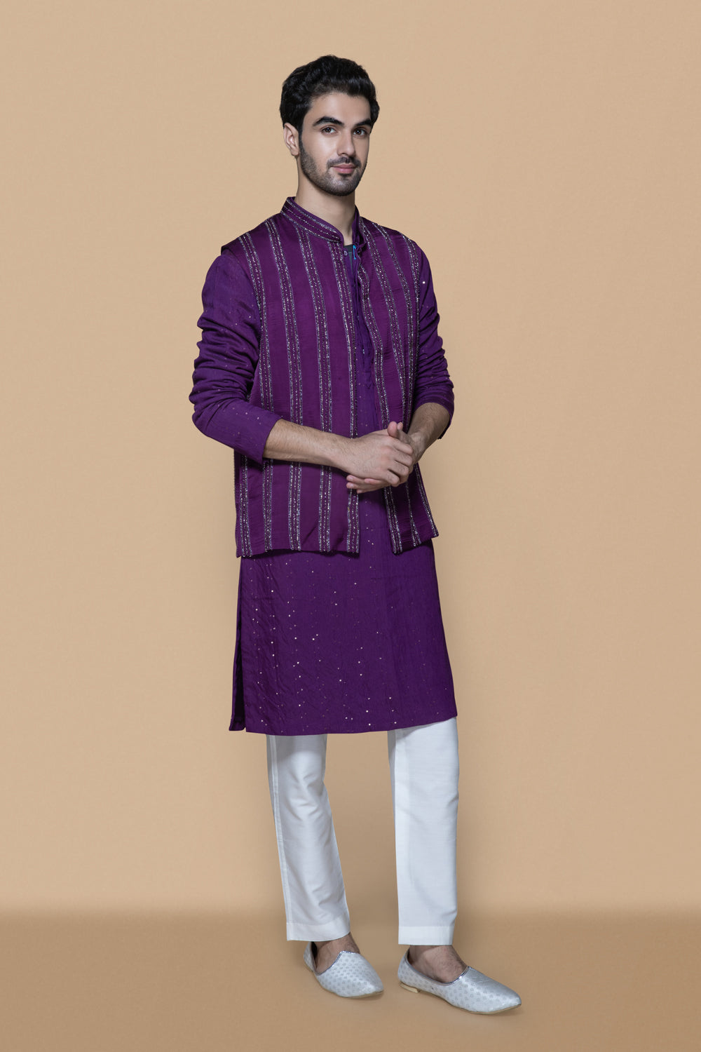 Purple Bundi Kurta Set