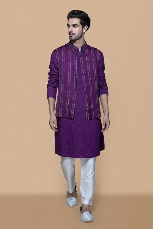 Purple Bundi Kurta Set