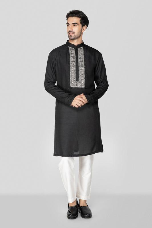 Black Jennifer Silk Kurta Set