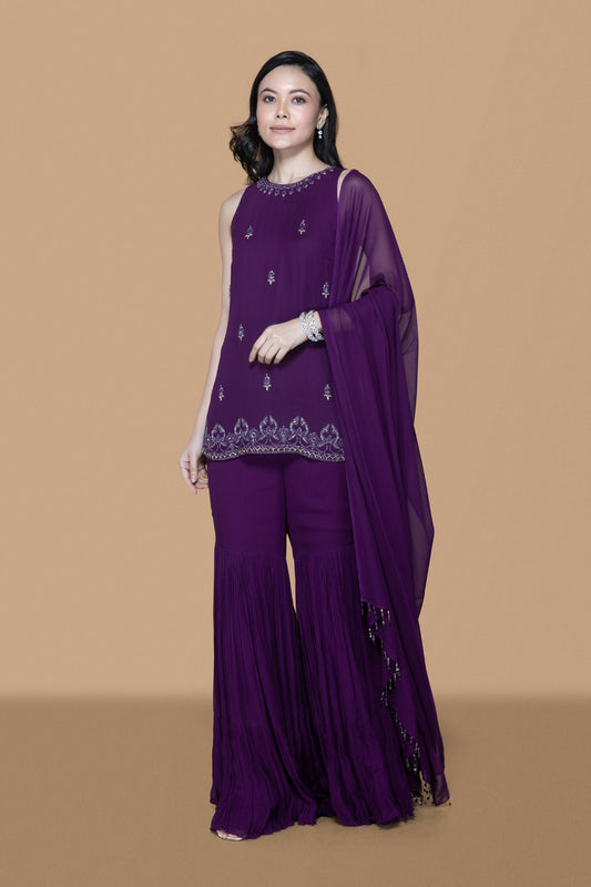 Purple Gharara Set