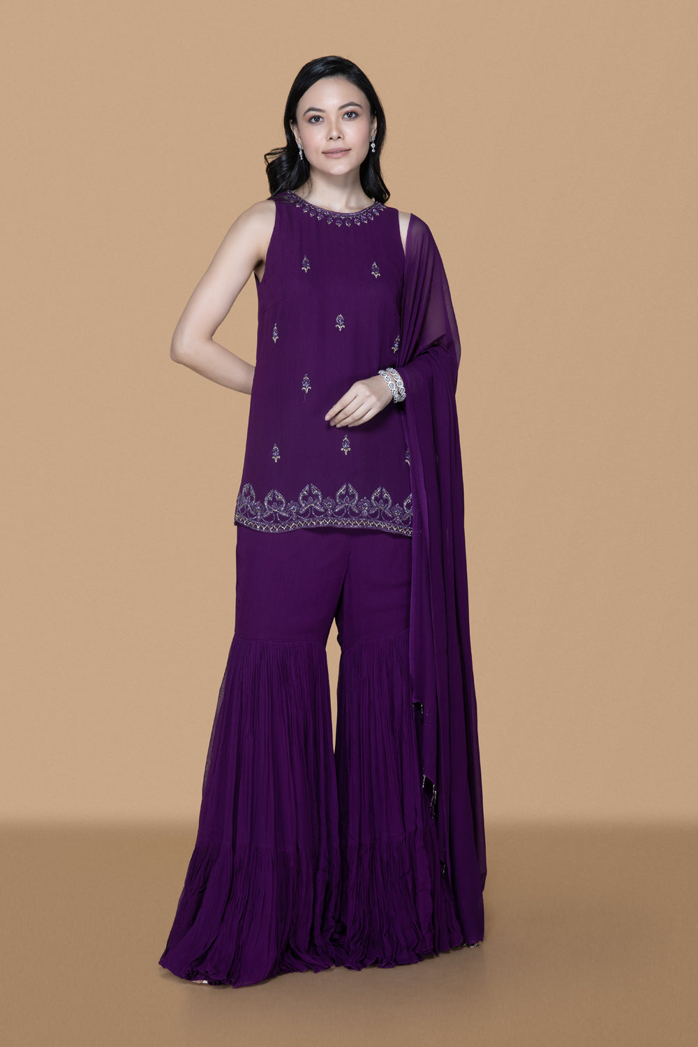 Purple Gharara Set