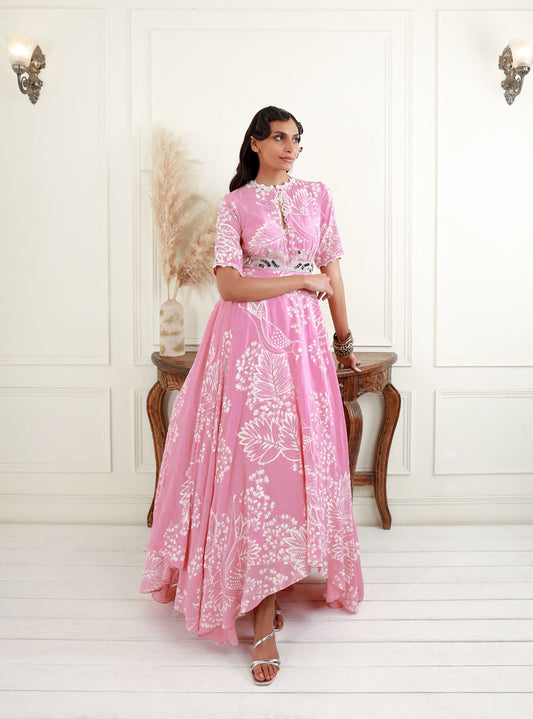 Asymmetric Anarkali with Embroidered Belt