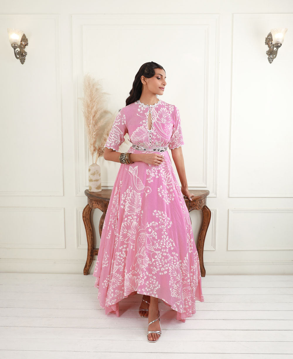 Asymmetric Anarkali with Embroidered Belt