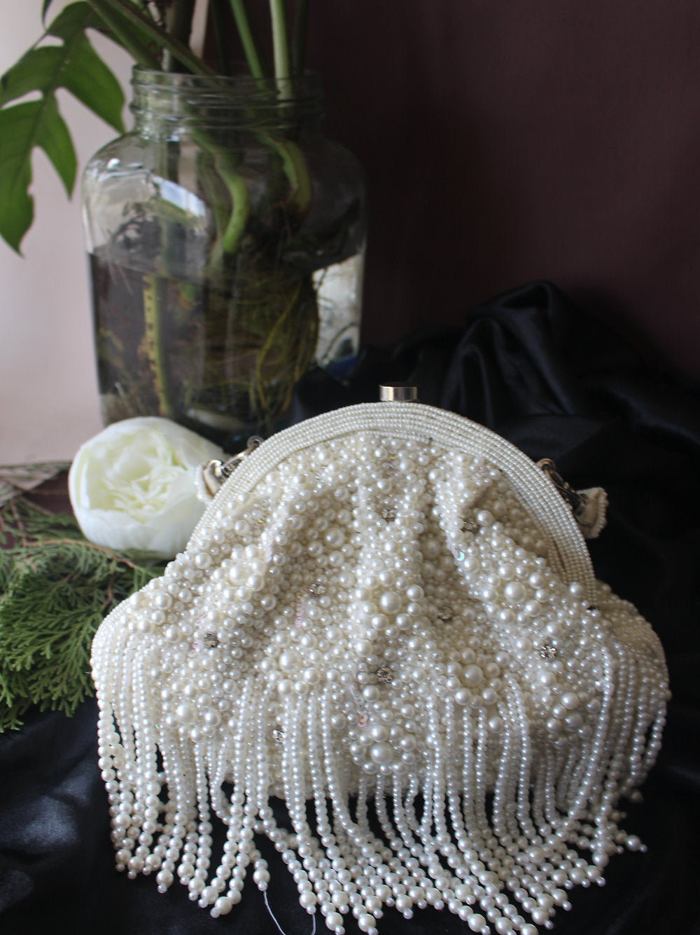 Ivory Pearl Tassels Bag