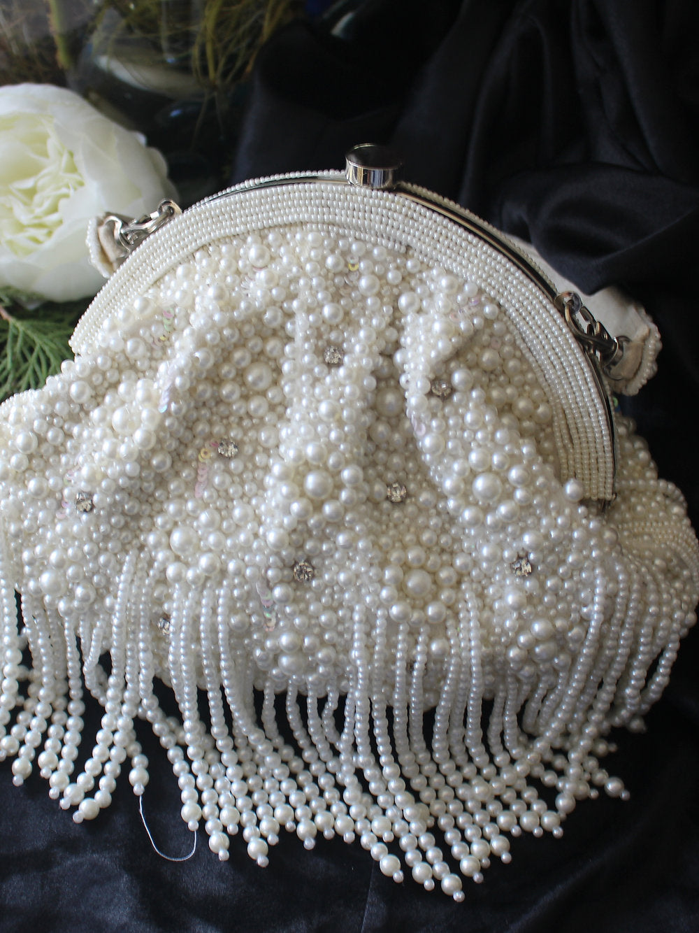 Ivory Pearl Tassels Bag