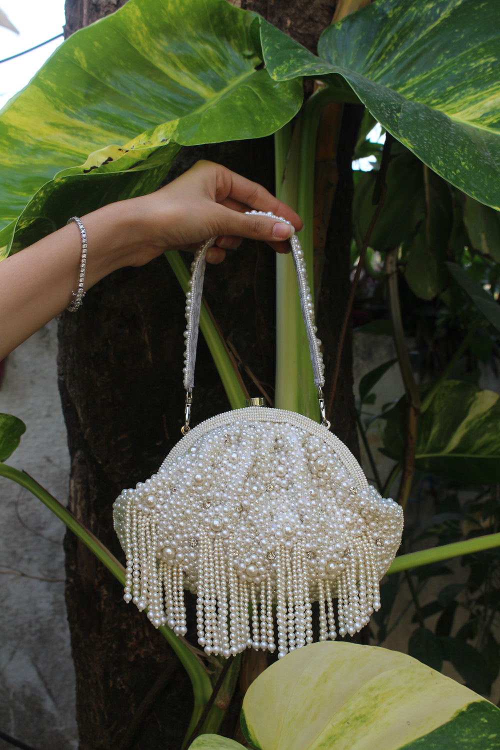 Ivory Pearl Tassels Bag