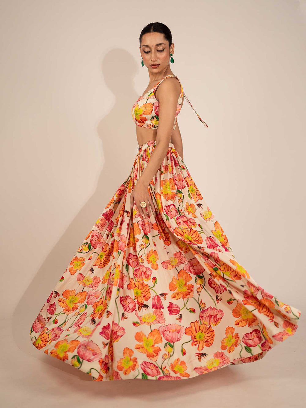 Orange Poppy Lehenga