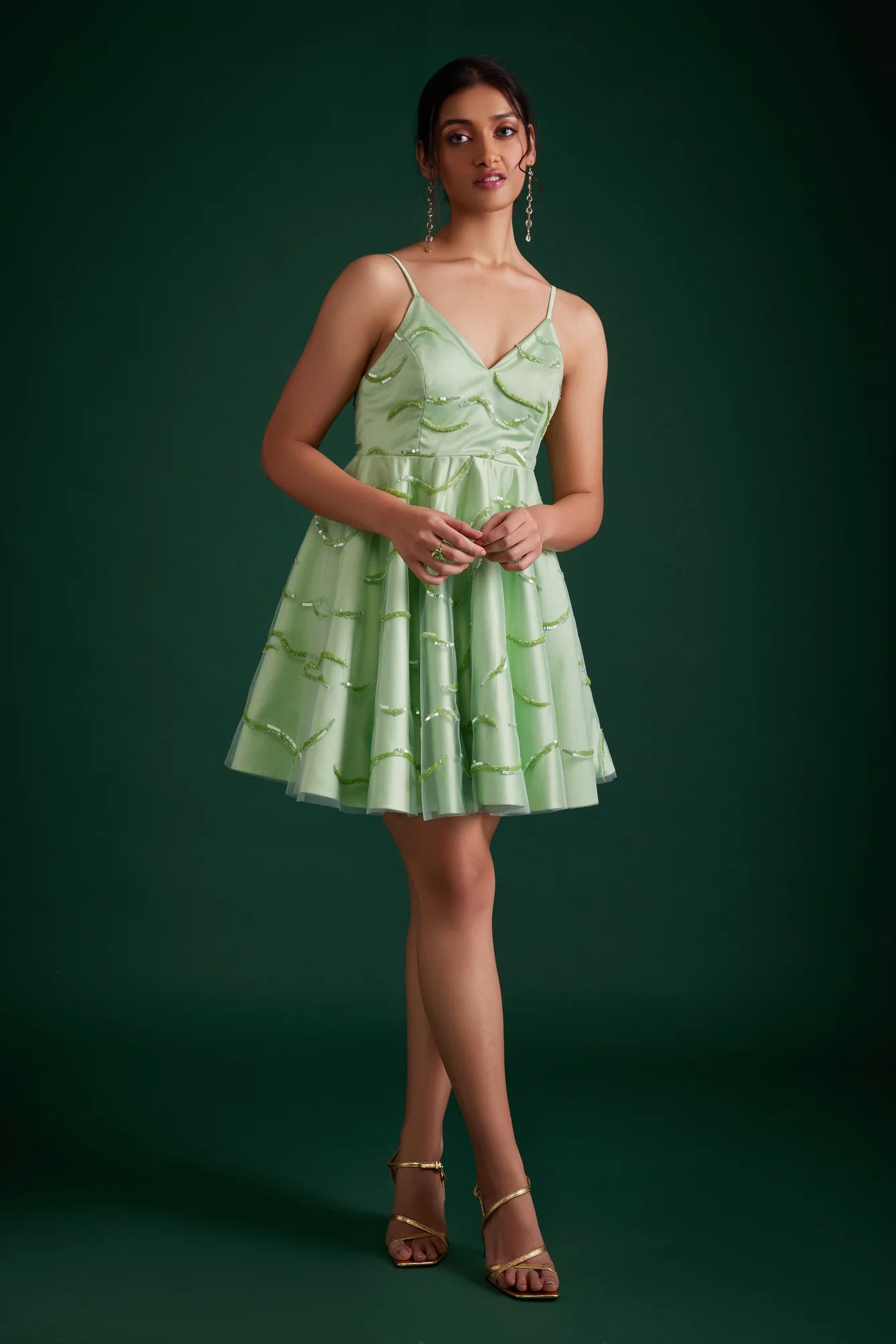 Lime Green Embroidered Dress