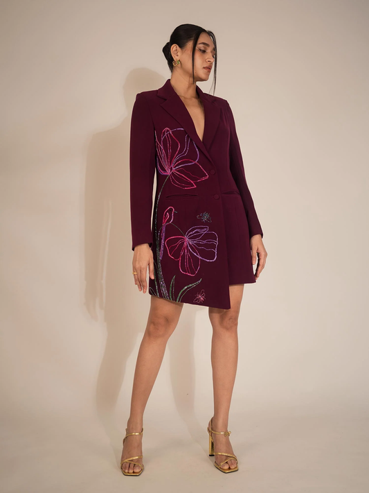 Violet Asymmetrical Blazer Dress