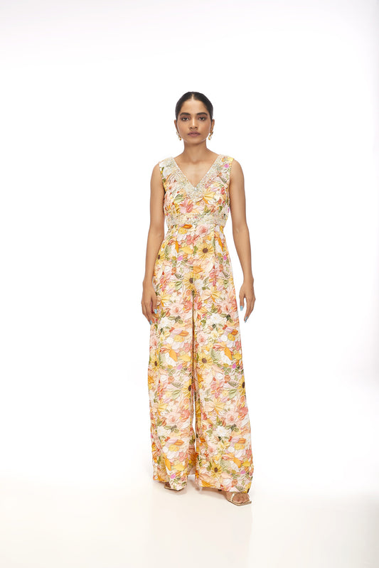 Jumpsuit With Work On Neckline & Waist