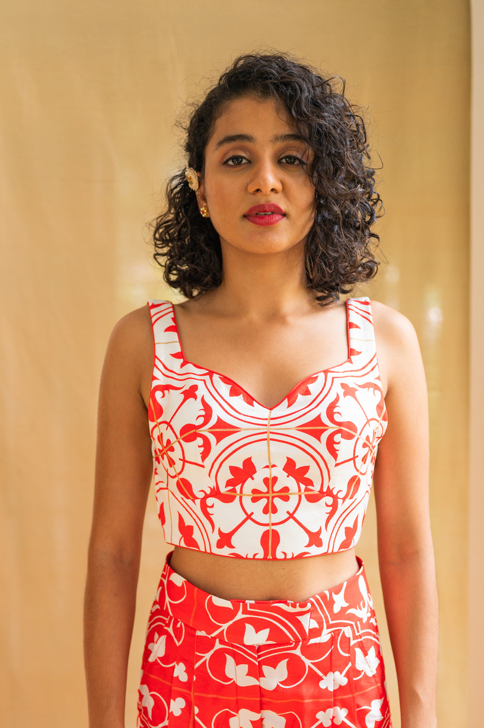 Red Printed Rhapsody Tiles Co-ord Set