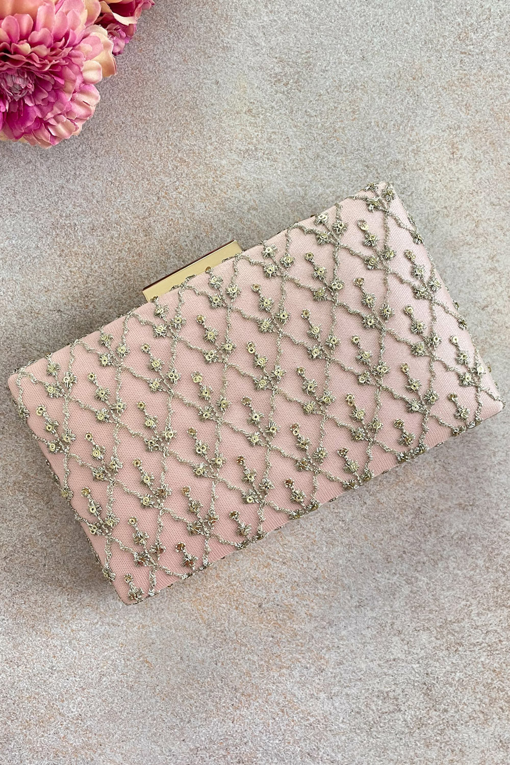 Anya Box Clutch Blush And Light Gold