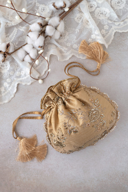 Gold Scallop Potli Bag