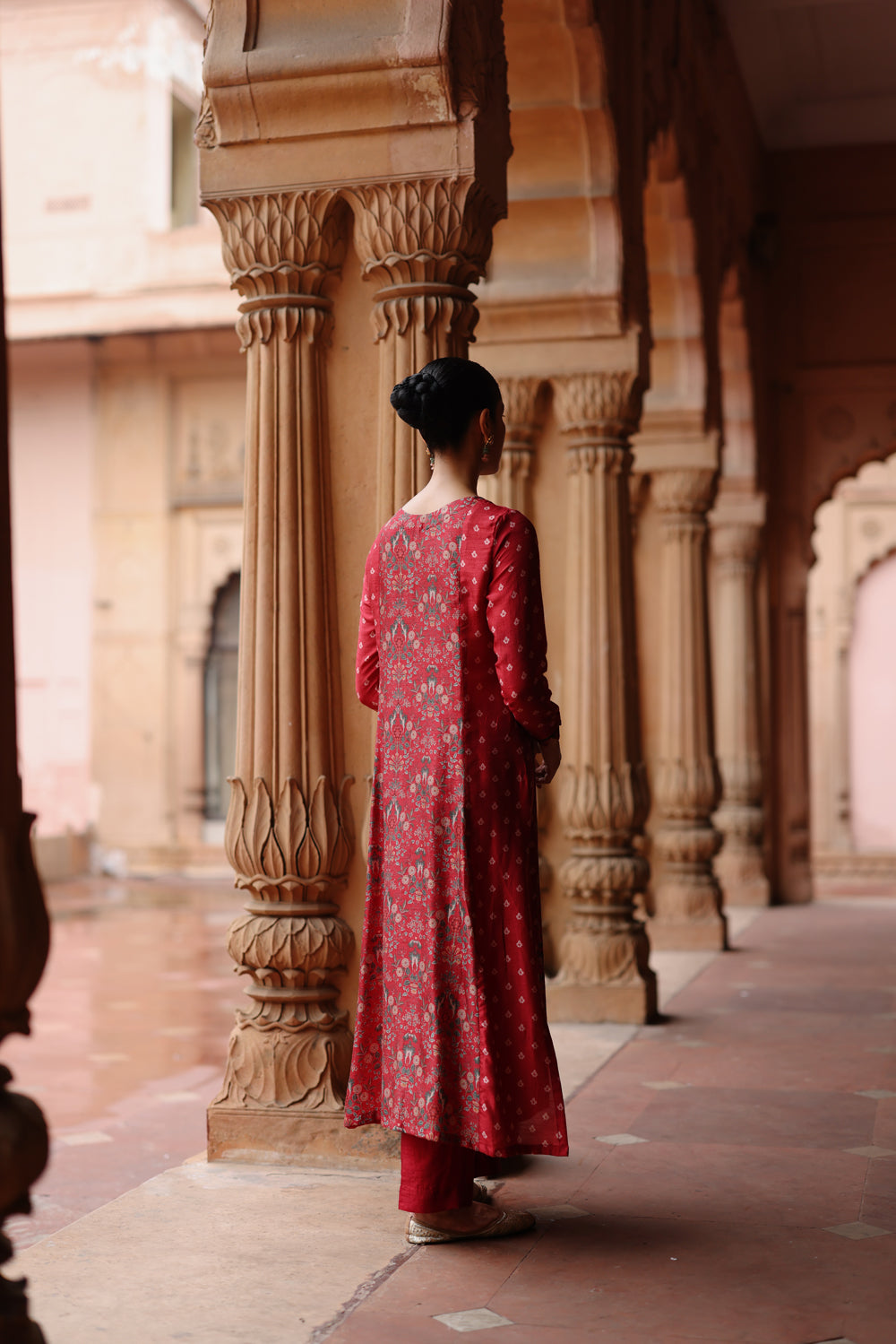 Red Printed Kurta Set