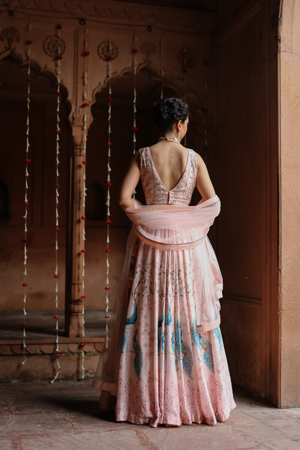 Pink Printed And Hand Embroidered Lehenga Set