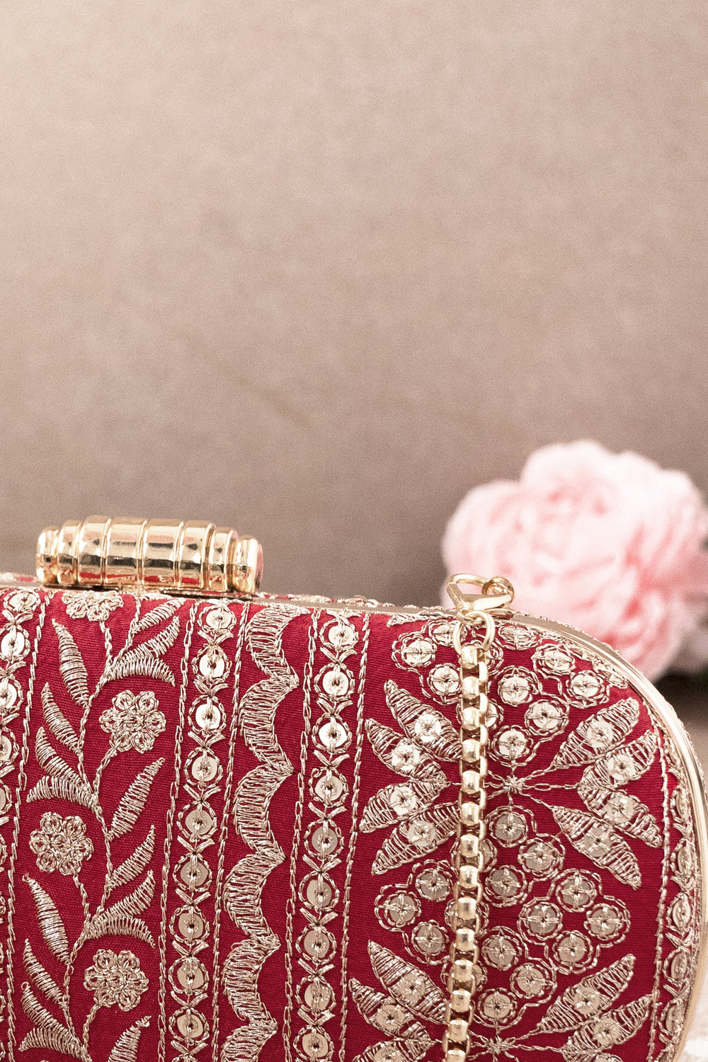 Mirai Embroidered Clutch Red