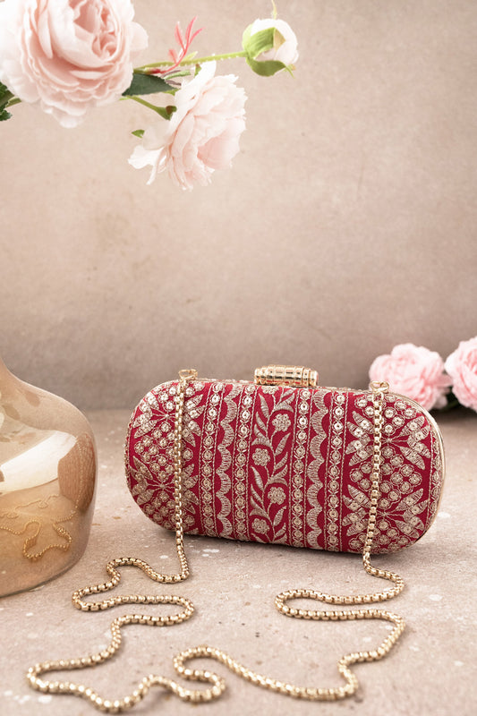 Mirai Embroidered Clutch Red