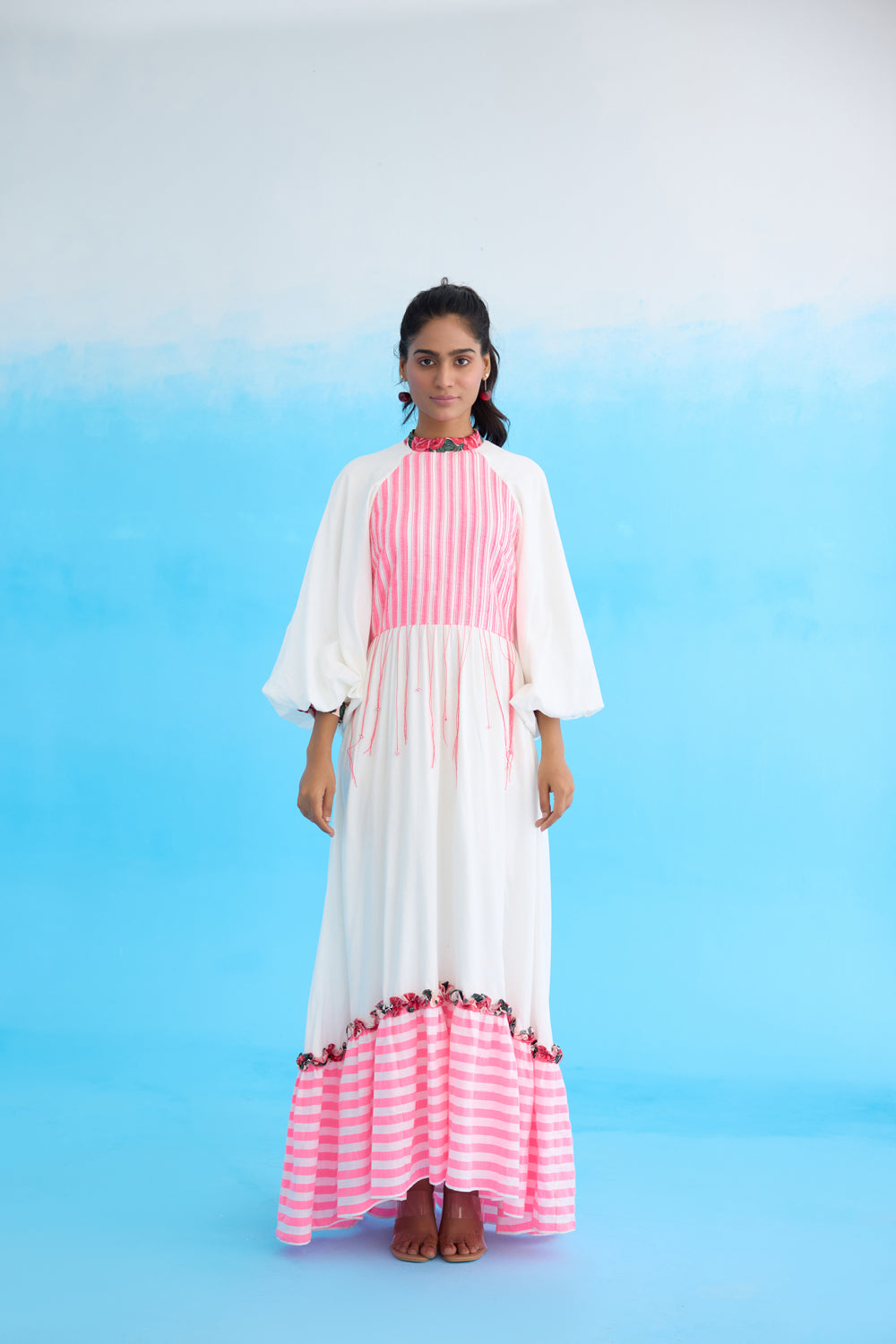 White Candy Stripes Maxi Dress