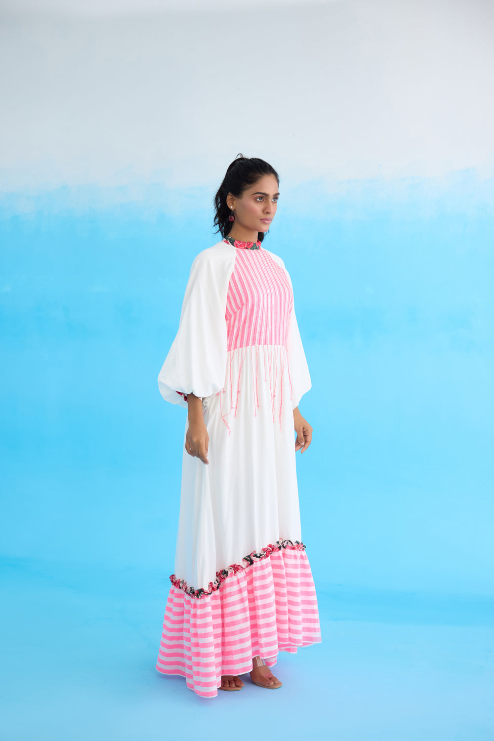 White Candy Stripes Maxi Dress