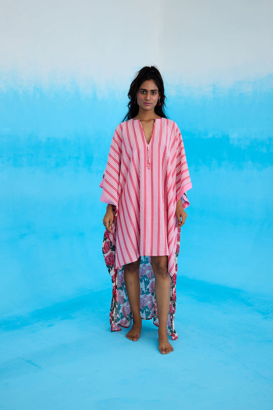 Pink Stripes Hi-Low Kaftan