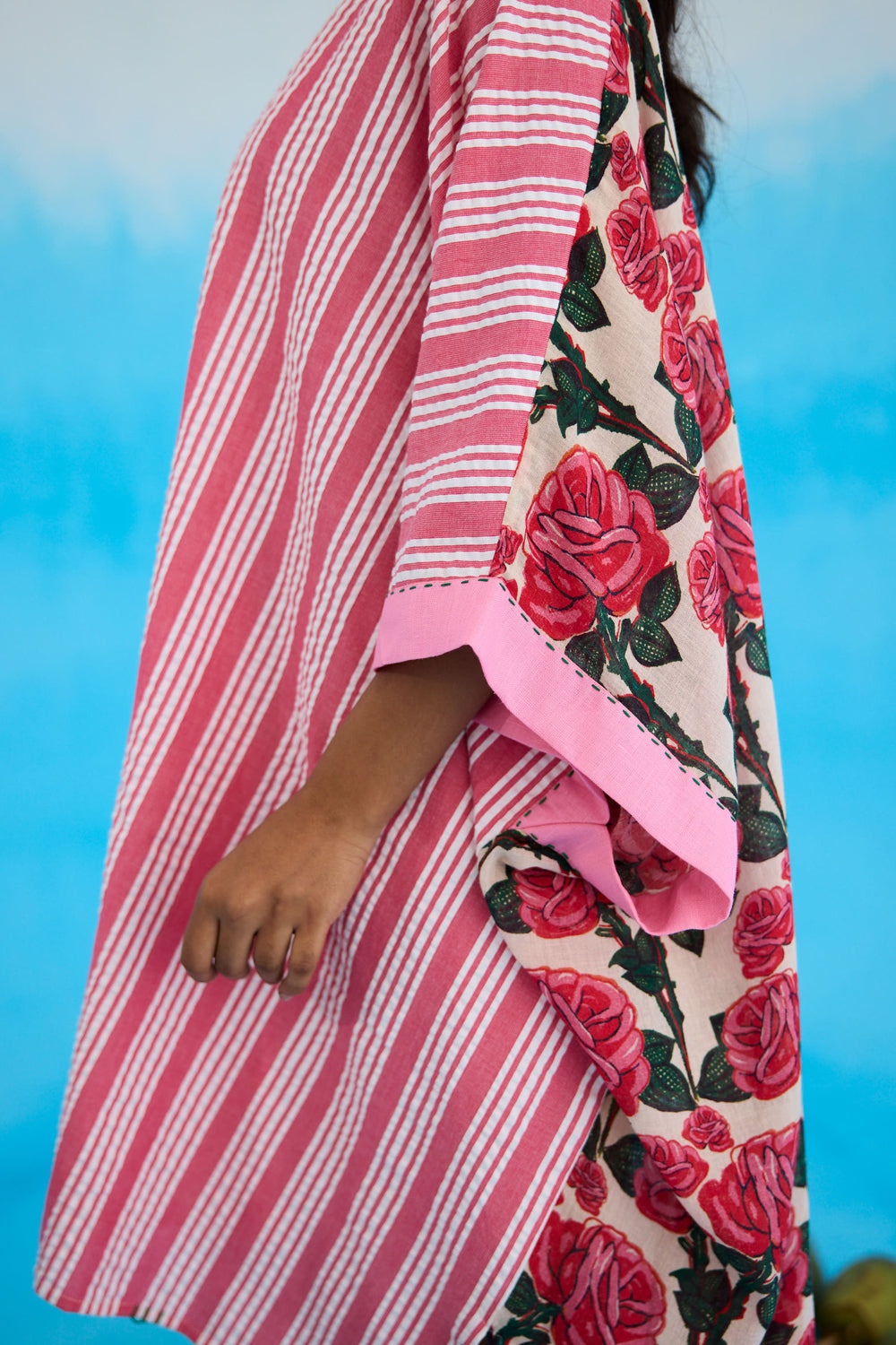 Pink Stripes Hi-Low Kaftan