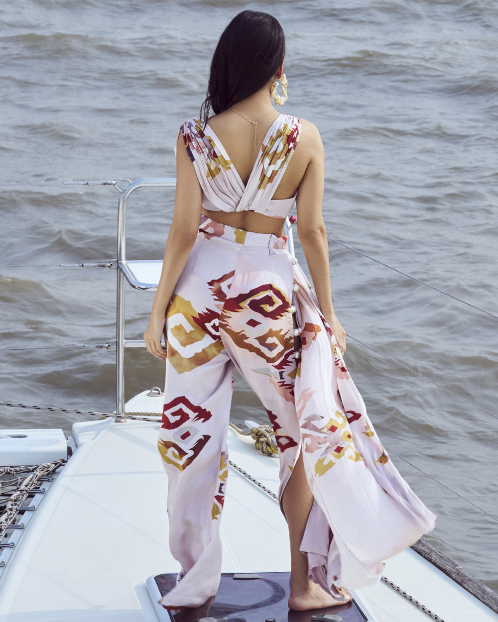 Patola Printed High Waist and Side Slit Pants