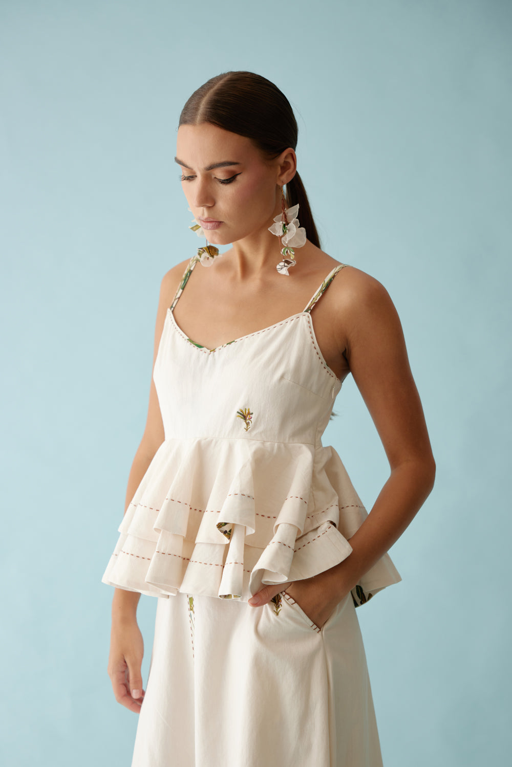 Cream Cami Peplum Top