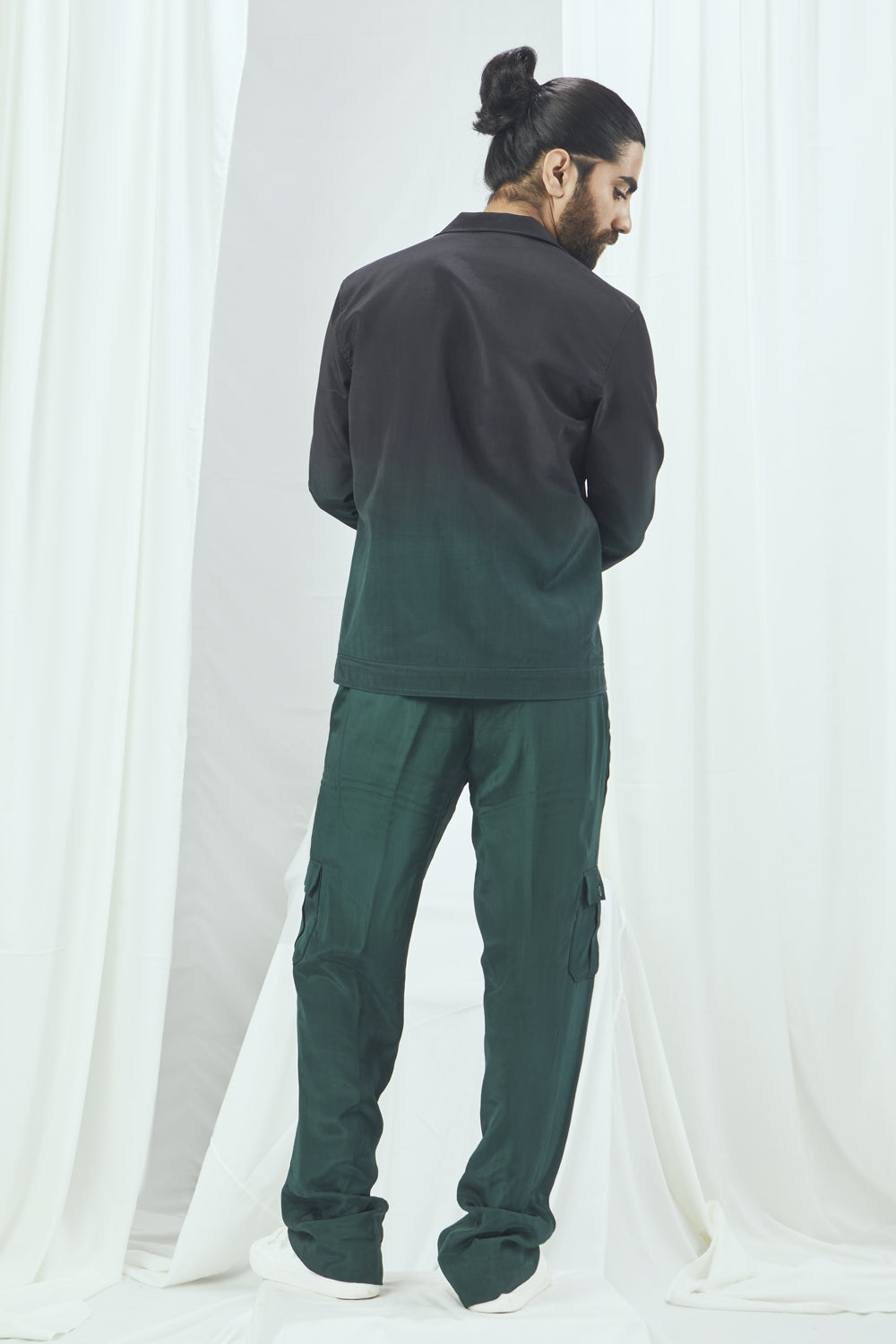 Emerald Green Ombre Crepe Jacket