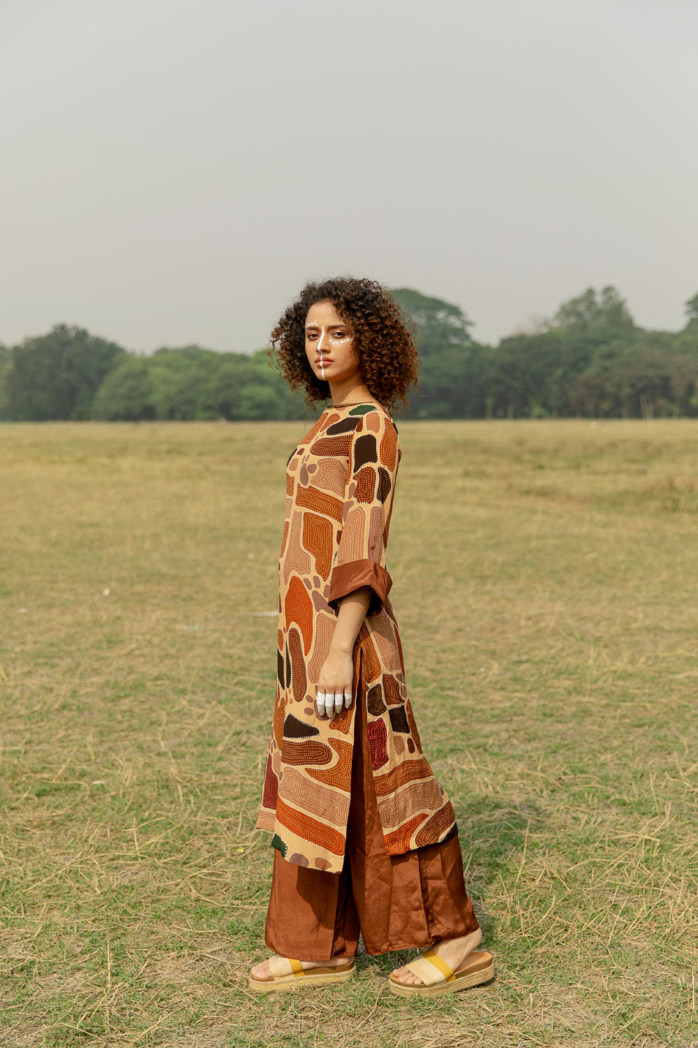 Come Abode Geometric Print Kurta & Palazzo Set