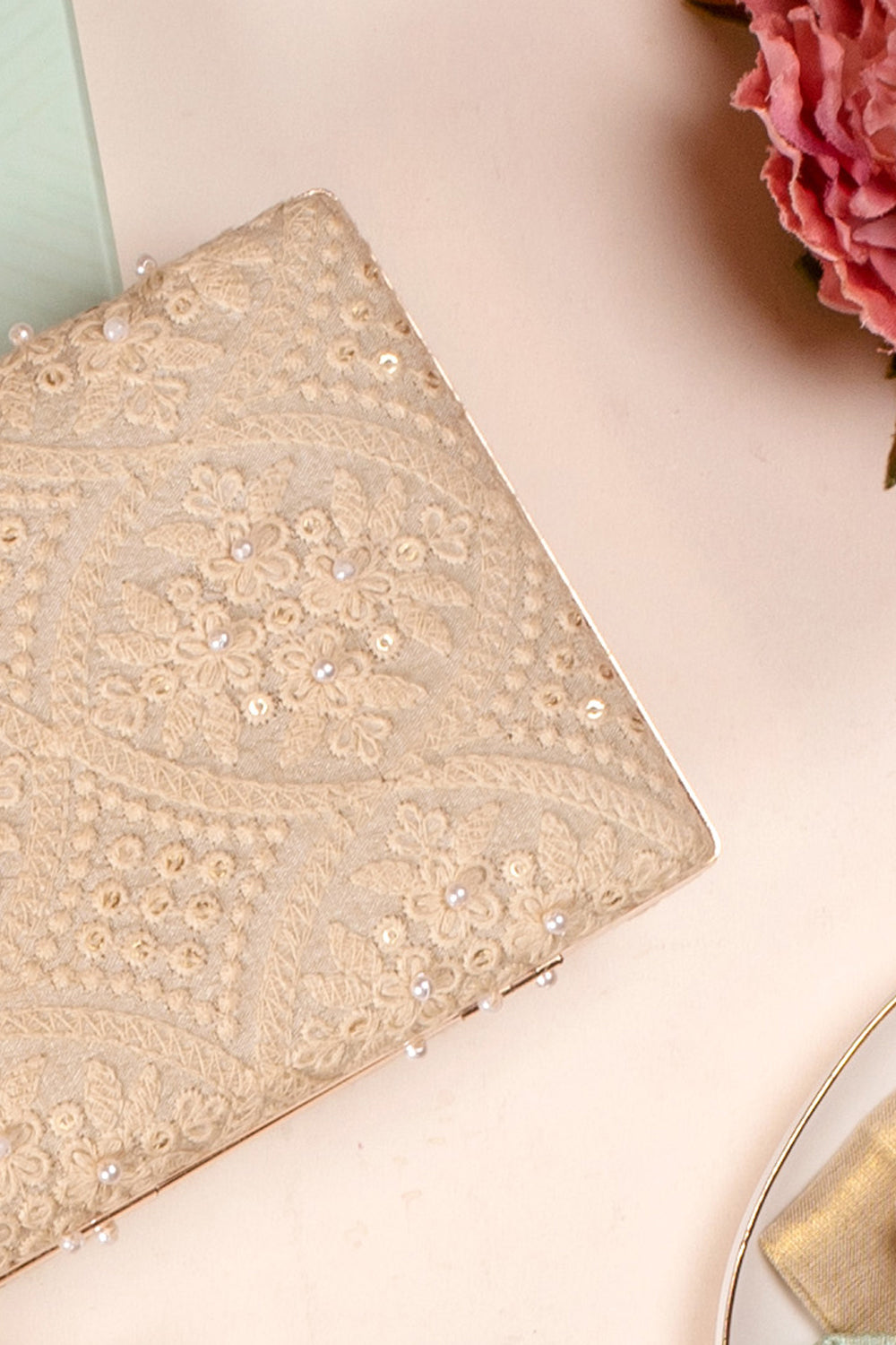 Oyster Beige Pearl Clutch