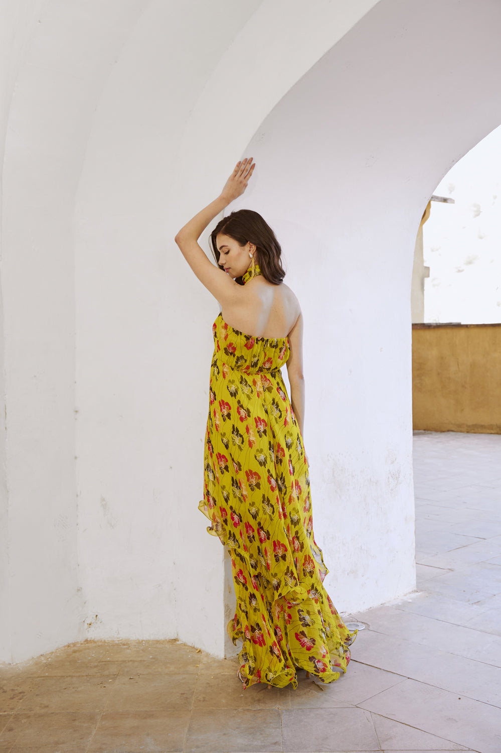 Printed Halter Maxi With Seperate Bow & Belt Set.