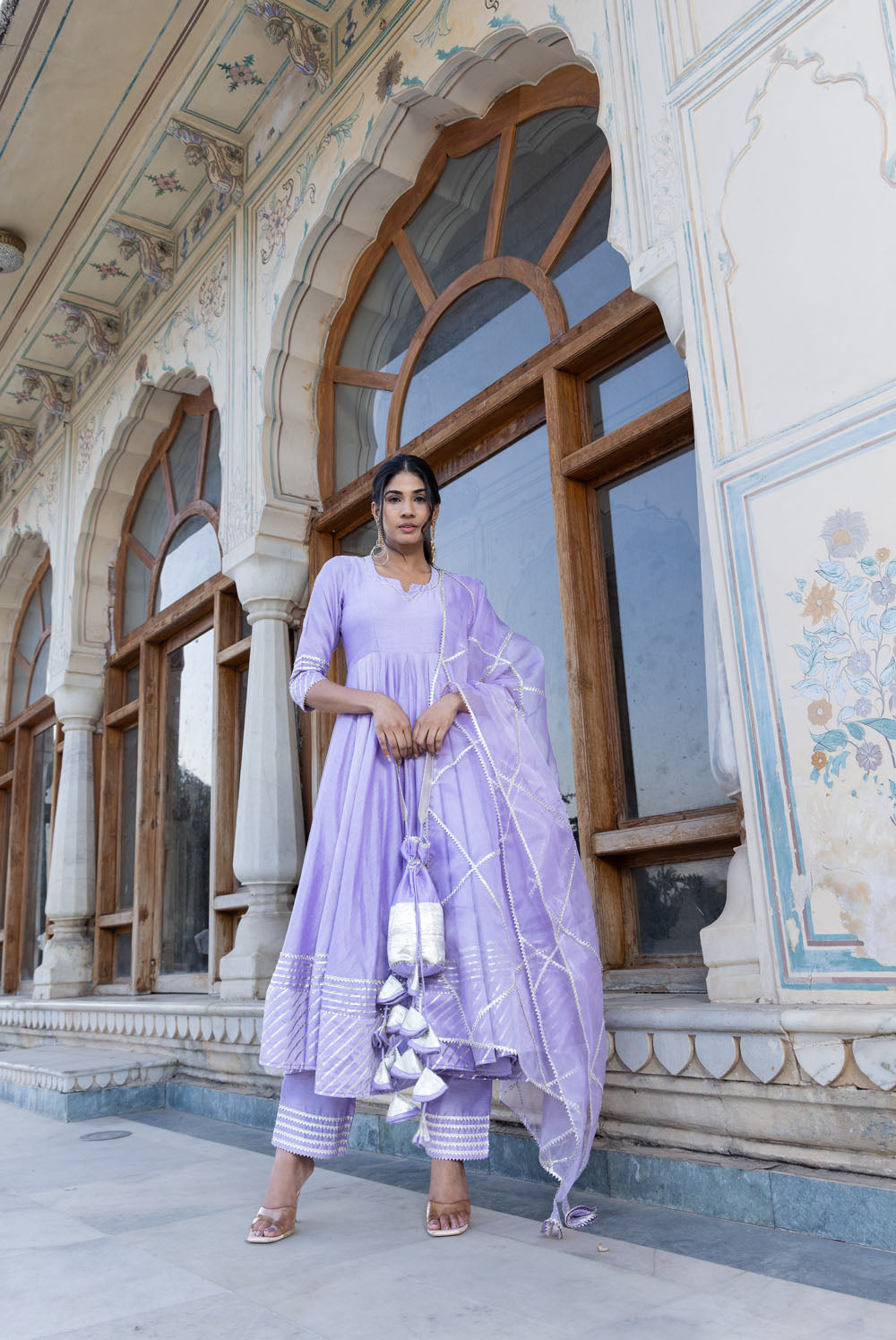 Lavender Anarkali Set with Jaal Dupatta