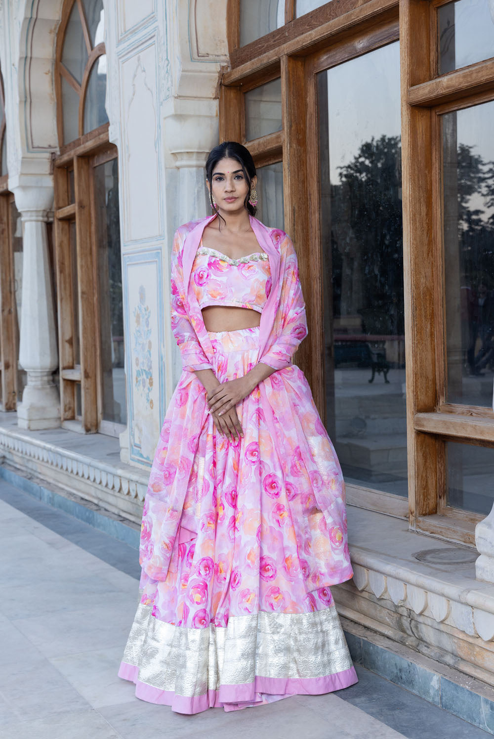Printed Lehenga with Strappy Blouse