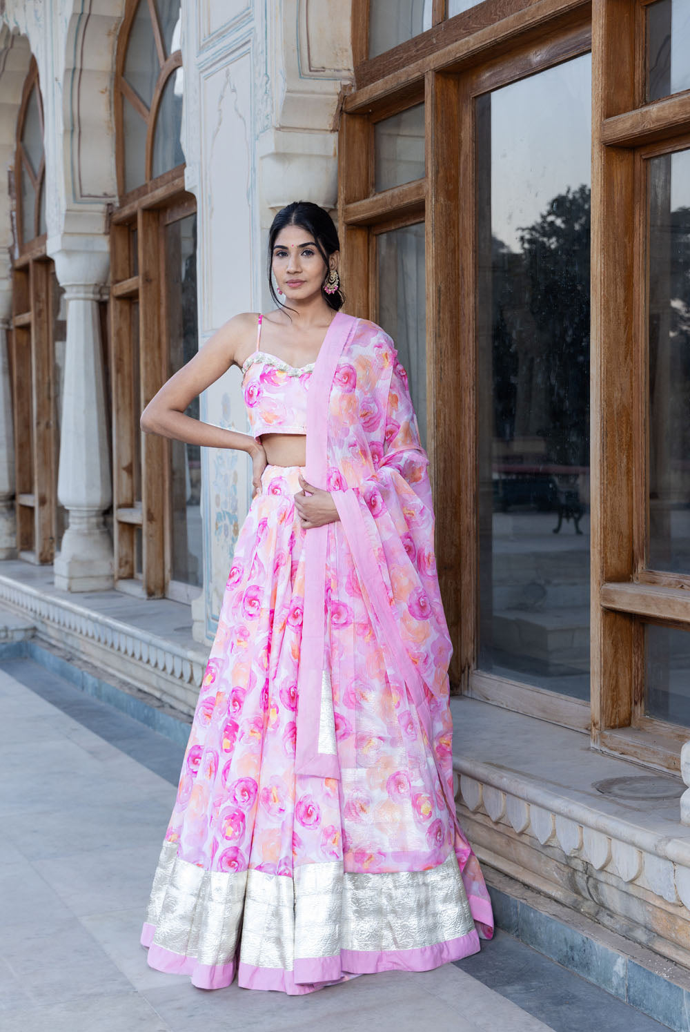 Printed Lehenga with Strappy Blouse