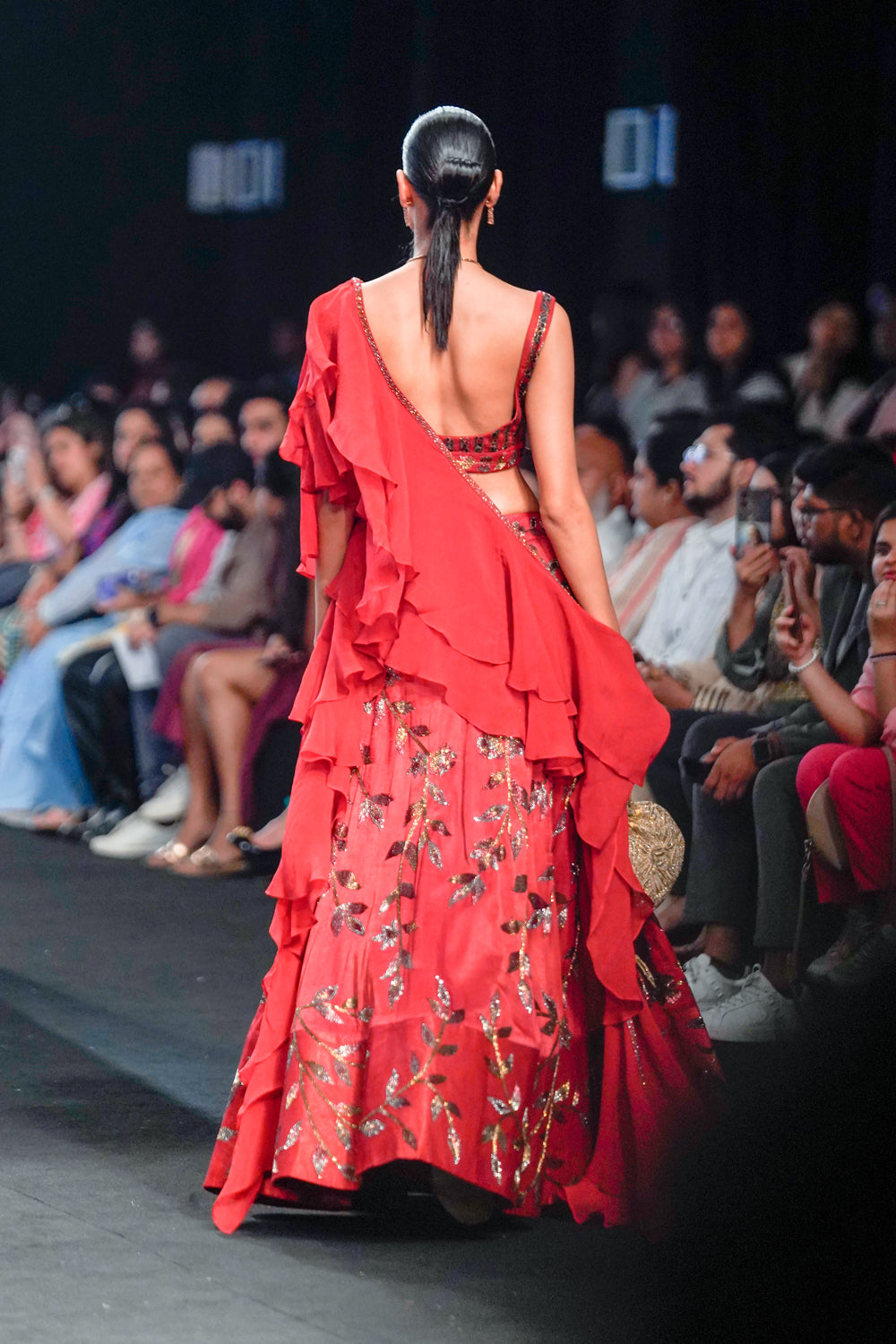 Marrot Lehenga With Ruffle Dupatta