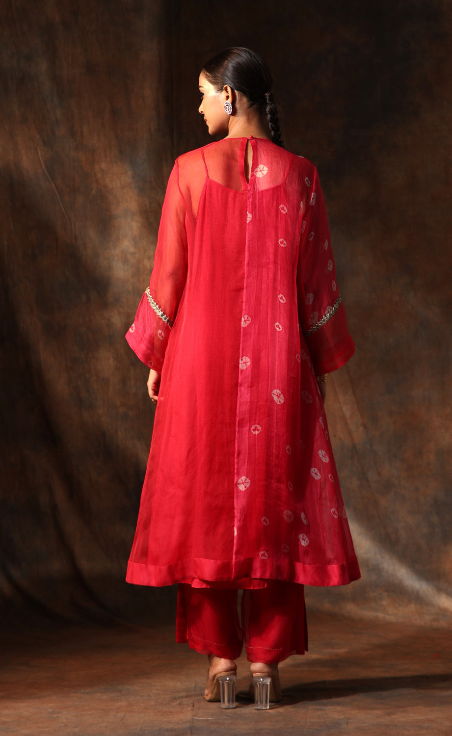 Bandhani Kurta With Slit Pant