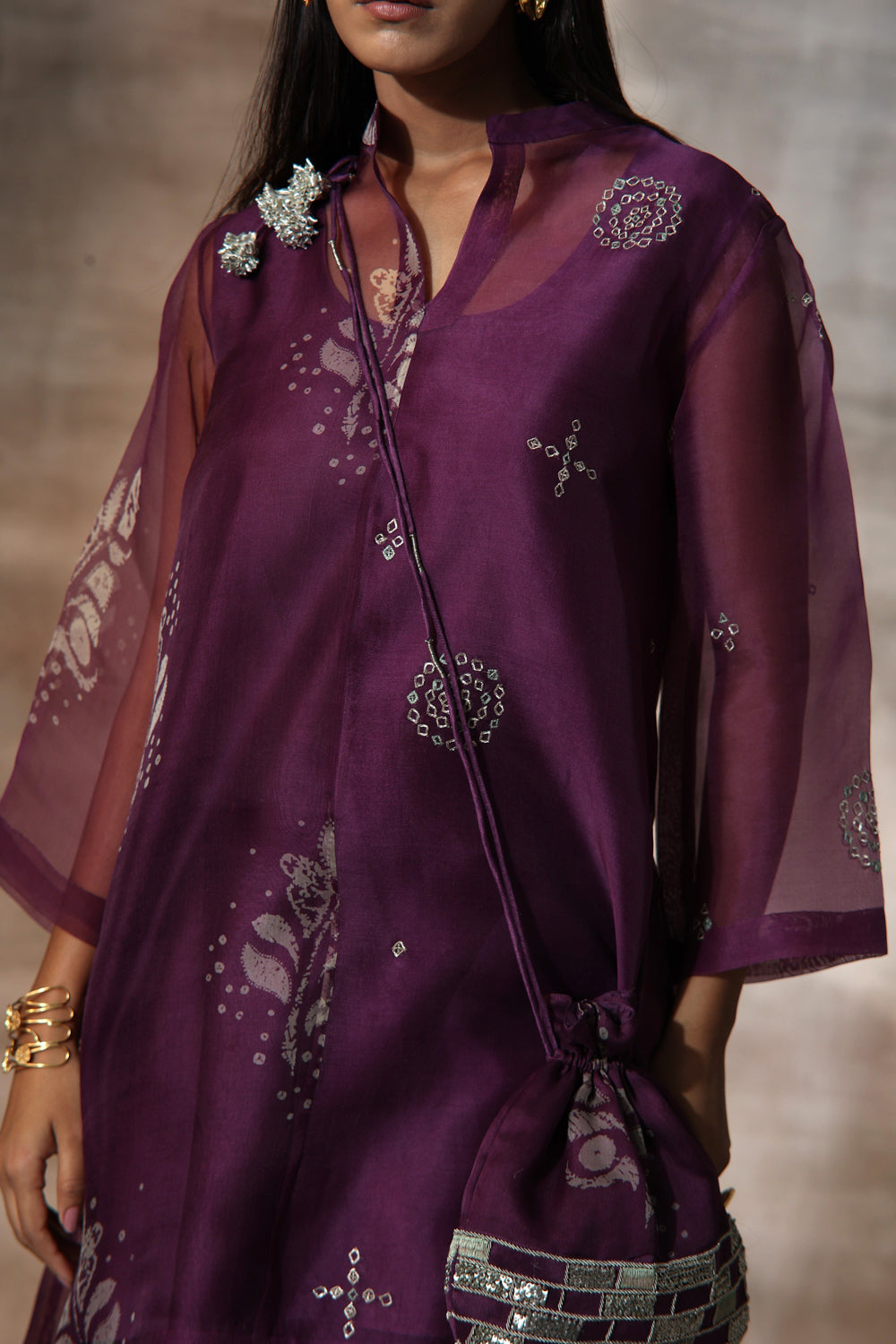 Printed Organza Kurta & Pant Set