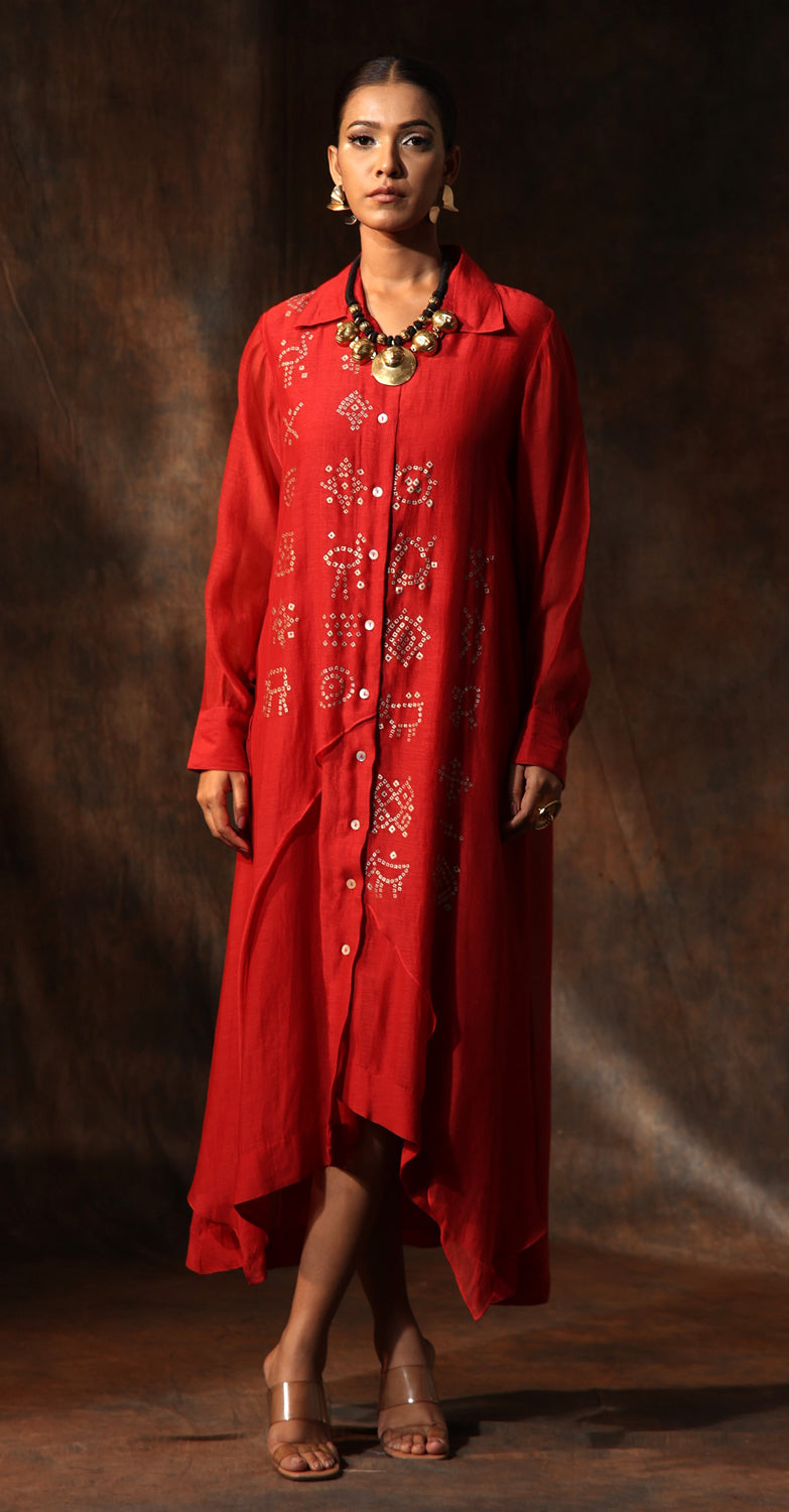 Chanderi Asymmetrical Dress