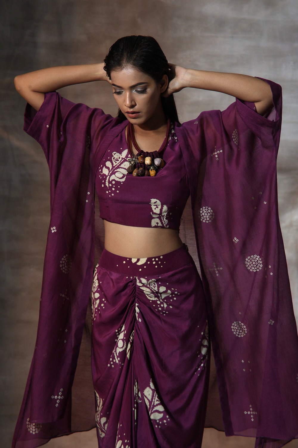 Chanderi Shrug & Drape Skirt Set