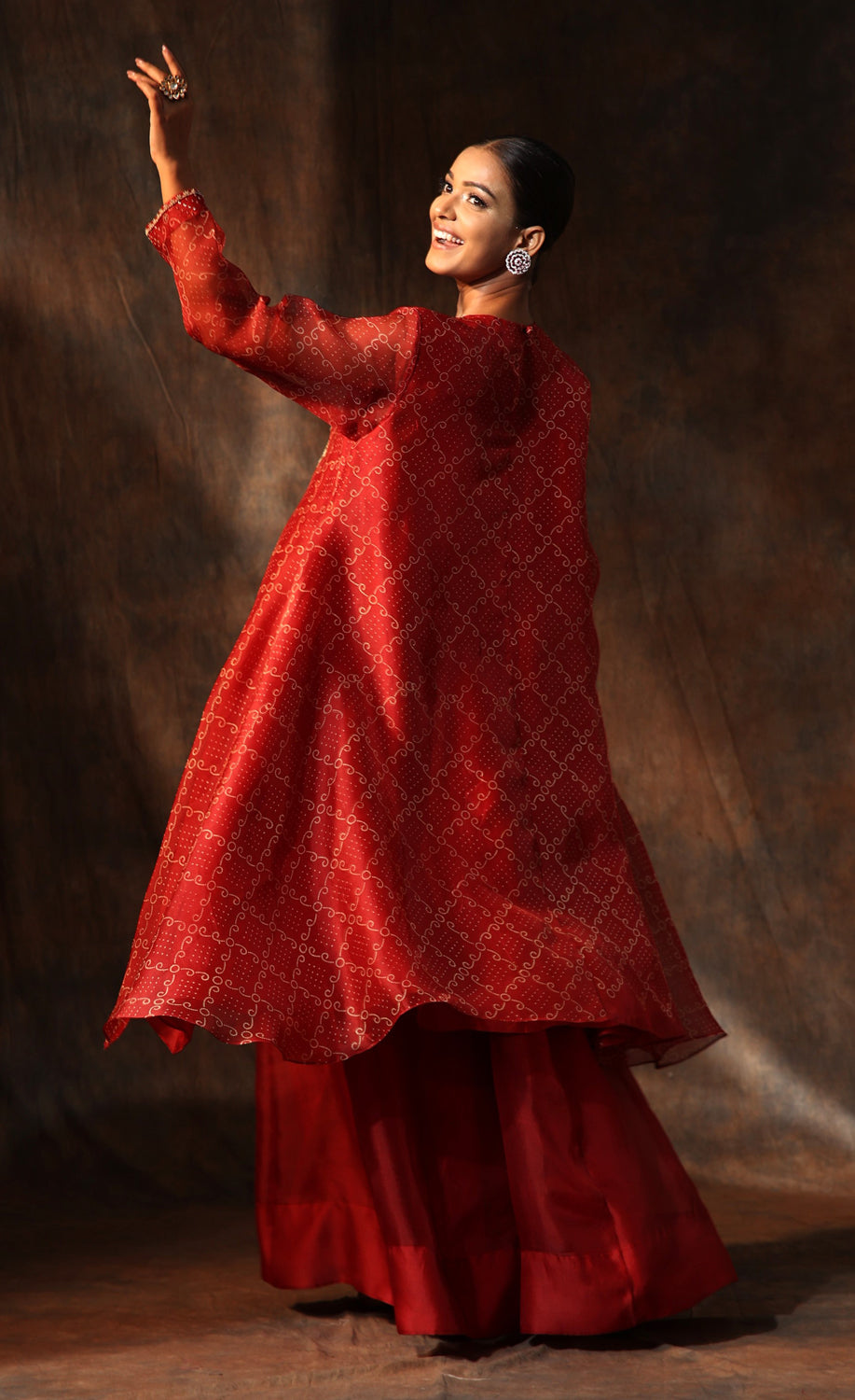 Bandhani Printed Flared Kurta & Sharara