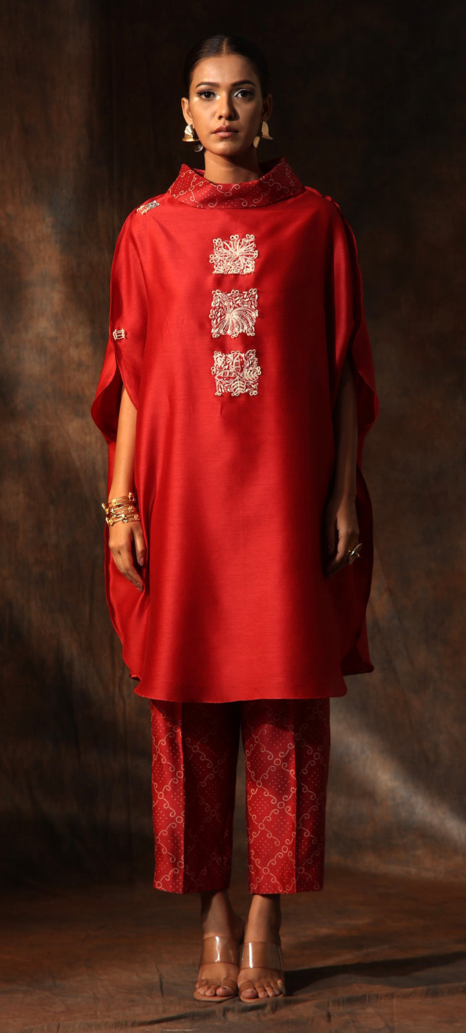 Chanderi Kaftan & Pant Set