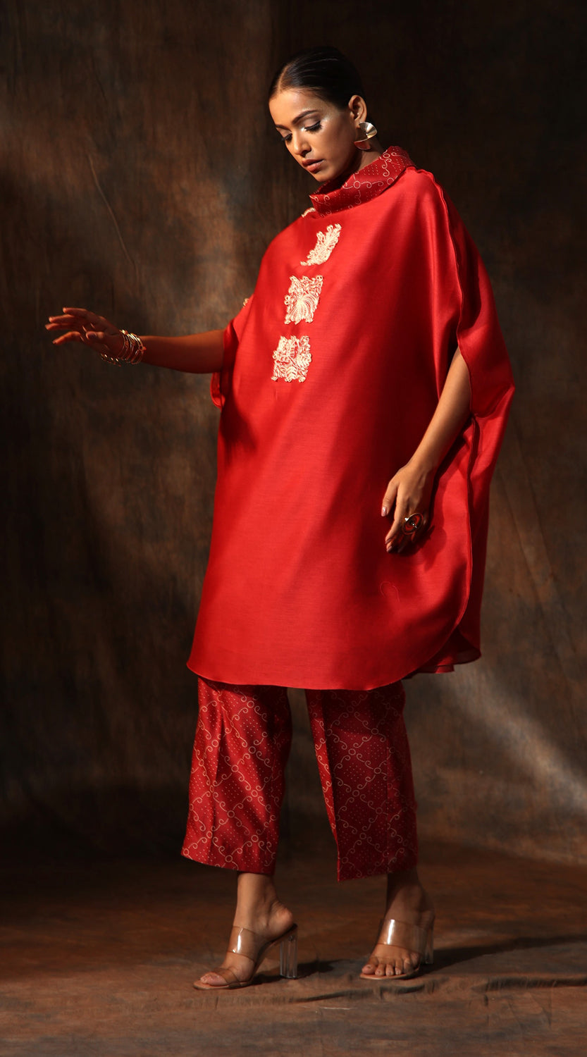 Chanderi Kaftan & Pant Set