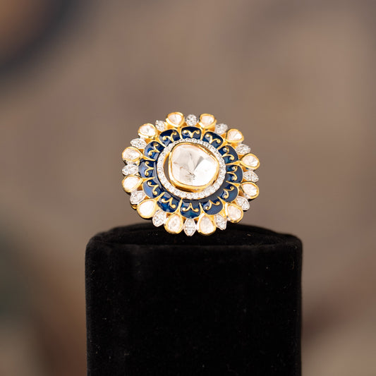 Blue Polki Embellished Ring