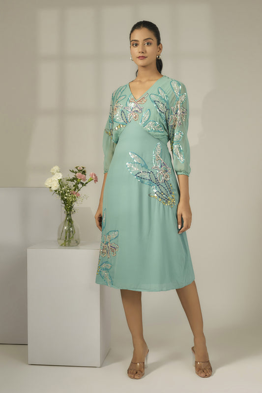 Sage Embroidered Dress