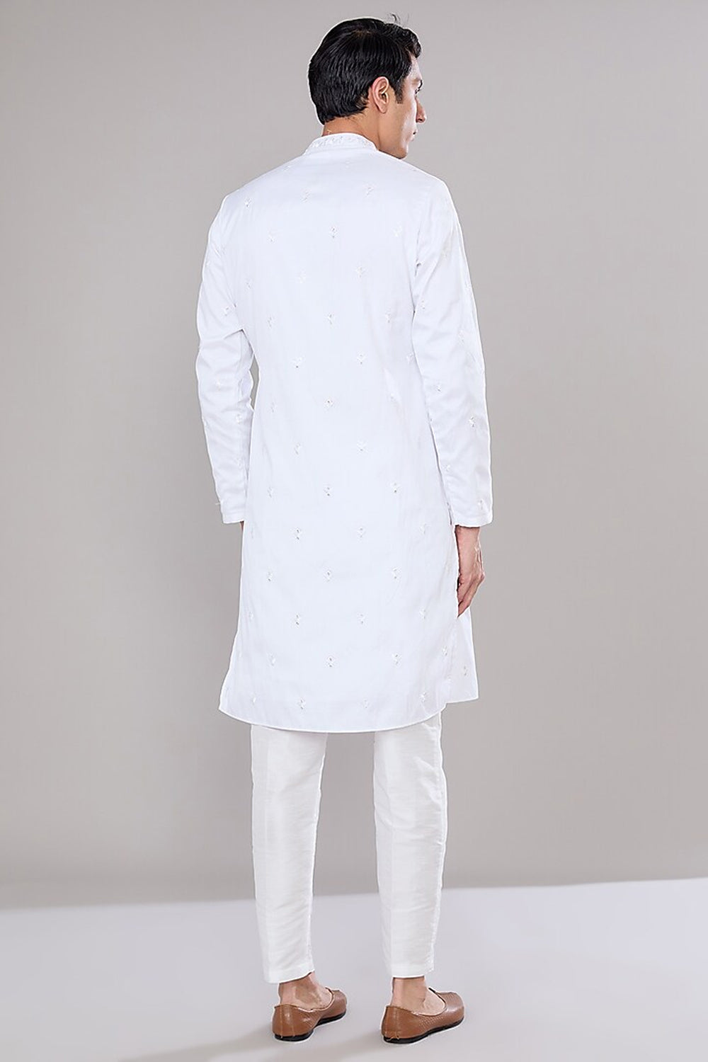 Off White Embroidered Kurta Set