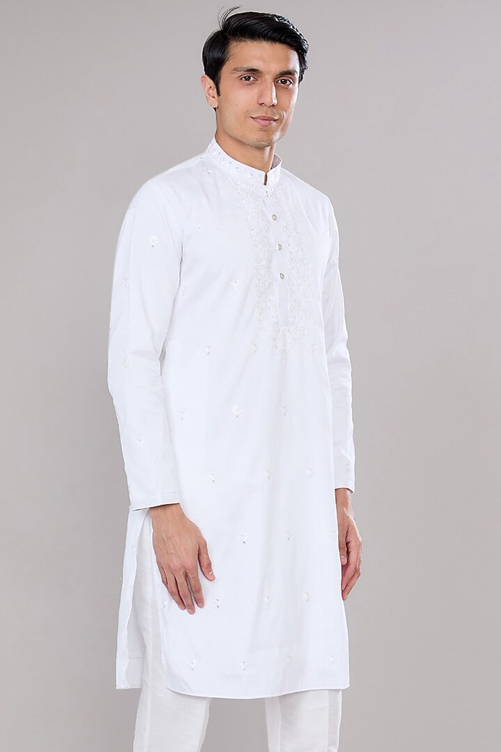 Off White Embroidered Kurta Set